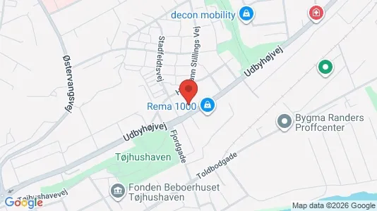 Erhvervslokaler til leje i Randers NØ - kort over placeringen