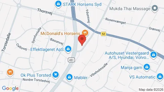 Erhvervslokaler til leje i Horsens - kort over placeringen