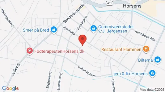 Erhvervslokaler til leje i Horsens - kort over placeringen