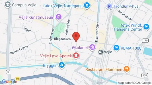 Erhvervslokaler til leje i Vejle Centrum - kort over placeringen