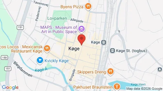Erhvervslokaler til leje i Køge - kort over placeringen