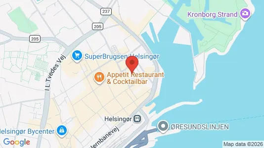 Erhvervslokaler til leje i Helsingør - kort over placeringen