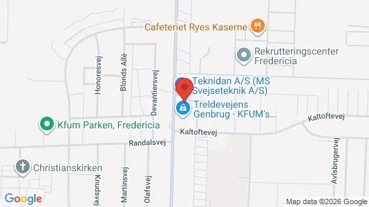 Erhvervslokaler til leje i Fredericia - kort over placeringen