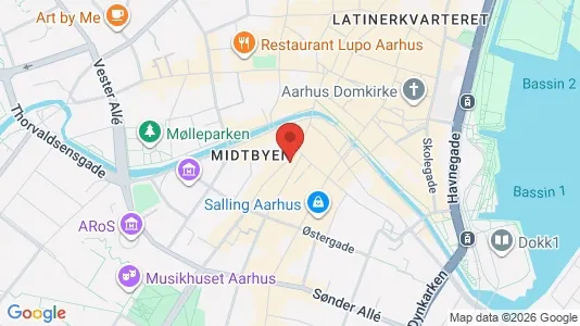 Erhvervslokaler til leje i Århus C - kort over placeringen
