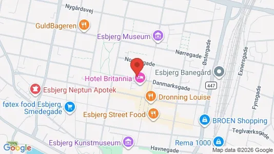 Erhvervslokaler til leje i Esbjerg Centrum - kort over placeringen