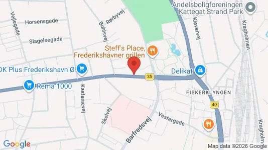 Erhvervslokaler til leje i Frederikshavn - kort over placeringen