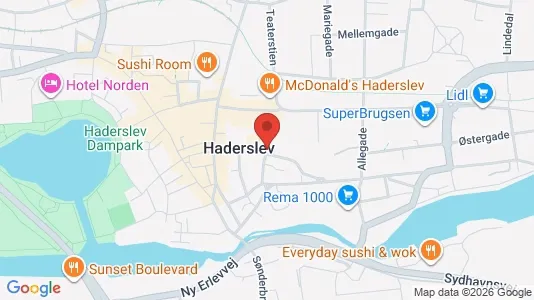 Erhvervslokaler til leje i Haderslev - kort over placeringen