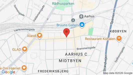 Erhvervslokaler til leje i Århus C - kort over placeringen