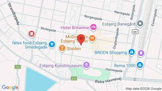 Erhvervslokaler til leje i Esbjerg Centrum - kort over placeringen