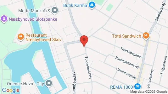 Erhvervslokaler til leje i Odense C - kort over placeringen