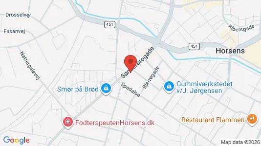 Erhvervslokaler til leje i Horsens - kort over placeringen
