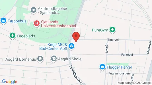 Erhvervslokaler til leje i Køge - kort over placeringen