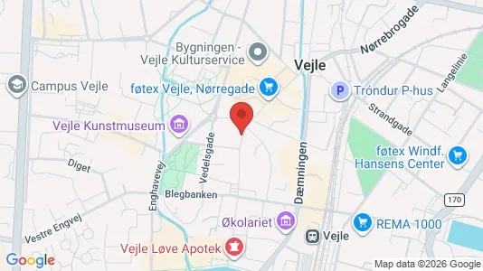 Erhvervslokaler til leje i Vejle Centrum - kort over placeringen