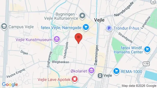 Erhvervslokaler til leje i Vejle Centrum - kort over placeringen