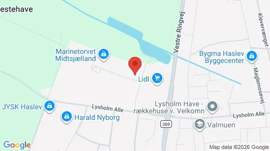 Erhvervslokaler til leje i Haslev - kort over placeringen