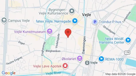 Erhvervslokaler til leje i Vejle Centrum - kort over placeringen