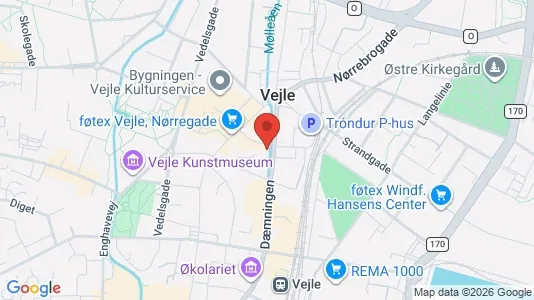 Erhvervslokaler til leje i Vejle Centrum - kort over placeringen