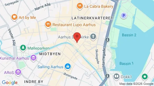 Erhvervslokaler til leje i Århus C - kort over placeringen