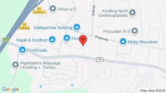 Erhvervslokaler til leje i Kolding - kort over placeringen