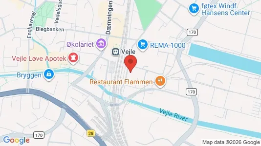Erhvervslokaler til leje i Vejle Centrum - kort over placeringen