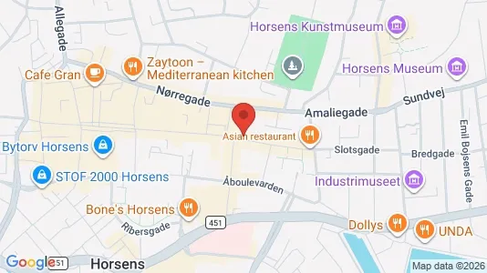 Erhvervslokaler til leje i Horsens - kort over placeringen