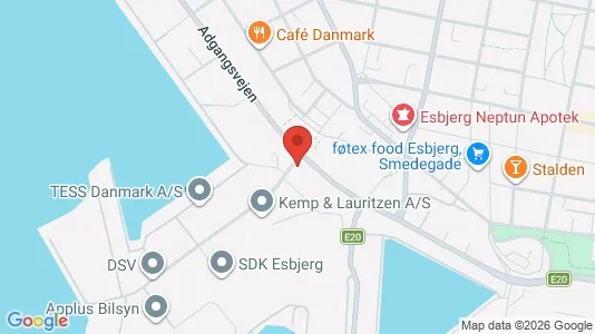 Erhvervslokaler til leje i Esbjerg Centrum - kort over placeringen