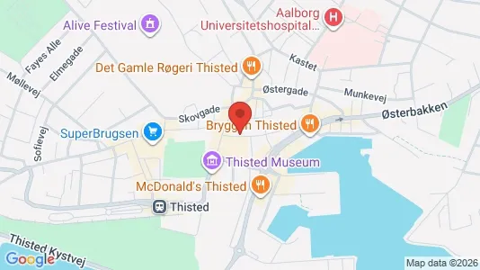 Erhvervslokaler til leje i Thisted - kort over placeringen