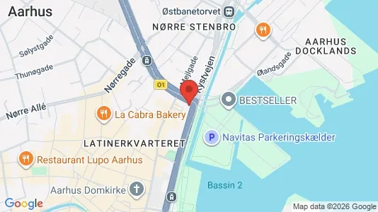 Erhvervslokaler til leje i Århus C - kort over placeringen