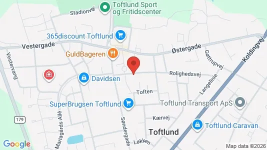 Erhvervslokaler til leje i Toftlund - kort over placeringen