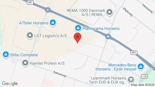 Erhvervslokaler til leje i Horsens - kort over placeringen