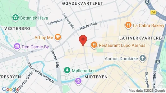 Erhvervslokaler til leje i Århus C - kort over placeringen