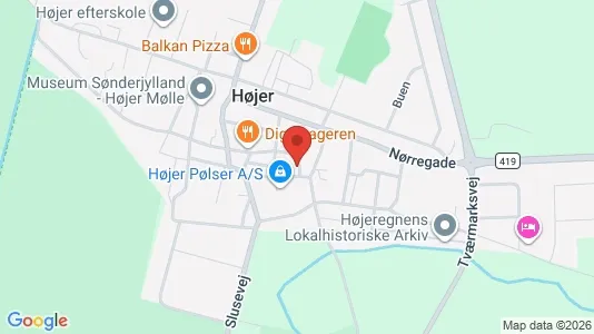 Erhvervslokaler til leje i Højer - kort over placeringen