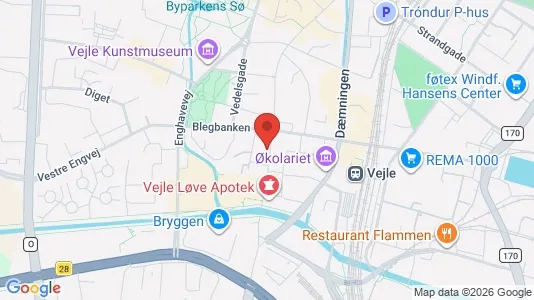Erhvervslokaler til leje i Vejle Centrum - kort over placeringen