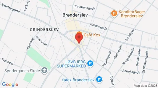 Erhvervslokaler til leje i Brønderslev - kort over placeringen