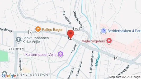 Erhvervslokaler til leje i Vejle Centrum - kort over placeringen