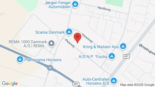 Erhvervslokaler til leje i Horsens - kort over placeringen