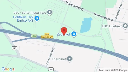 Erhvervslokaler til leje i Fredericia - kort over placeringen