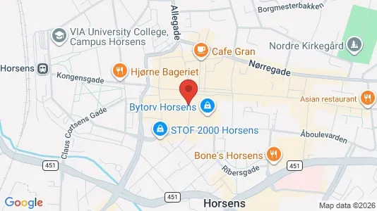 Erhvervslokaler til leje i Horsens - kort over placeringen