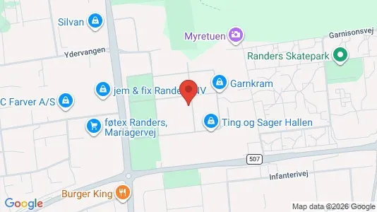 Erhvervslokaler til leje i Randers NØ - kort over placeringen