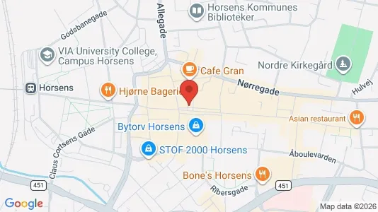 Erhvervslokaler til leje i Horsens - kort over placeringen