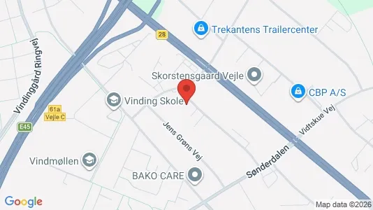 Erhvervslokaler til leje i Vejle Centrum - kort over placeringen