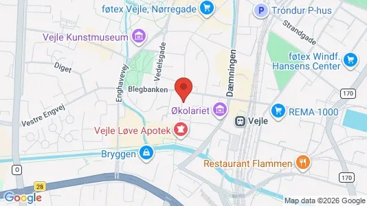 Erhvervslokaler til leje i Vejle Centrum - kort over placeringen
