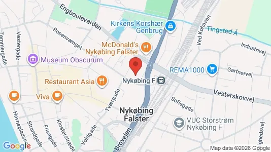 Erhvervslokaler til leje i Nykøbing Falster - kort over placeringen