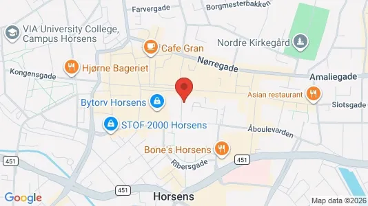 Erhvervslokaler til leje i Horsens - kort over placeringen