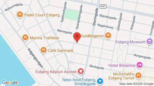 Erhvervslokaler til leje i Esbjerg Centrum - kort over placeringen