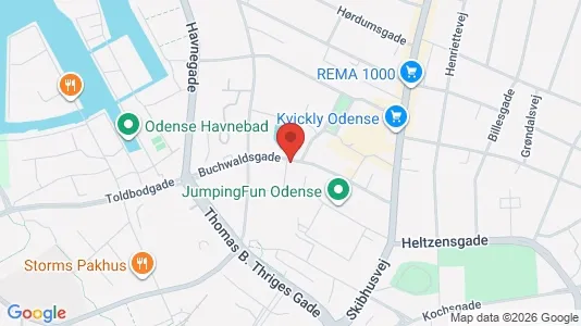 Erhvervslokaler til leje i Odense C - kort over placeringen