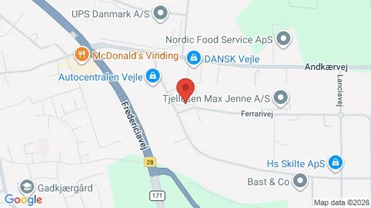 Erhvervslokaler til leje i Vejle Centrum - kort over placeringen
