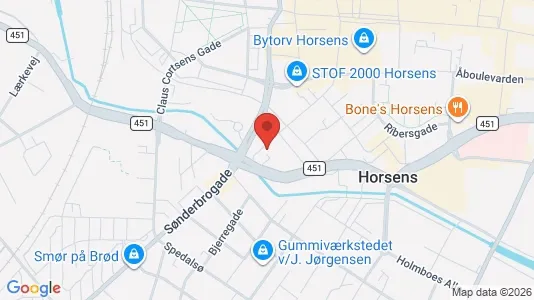 Erhvervslokaler til leje i Horsens - kort over placeringen
