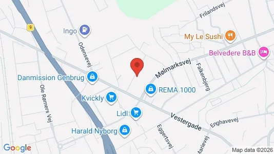 Erhvervslokaler til leje i Svendborg - kort over placeringen