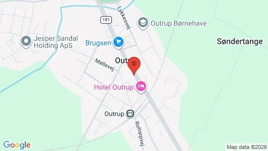 Erhvervslokaler til leje i Outrup - kort over placeringen